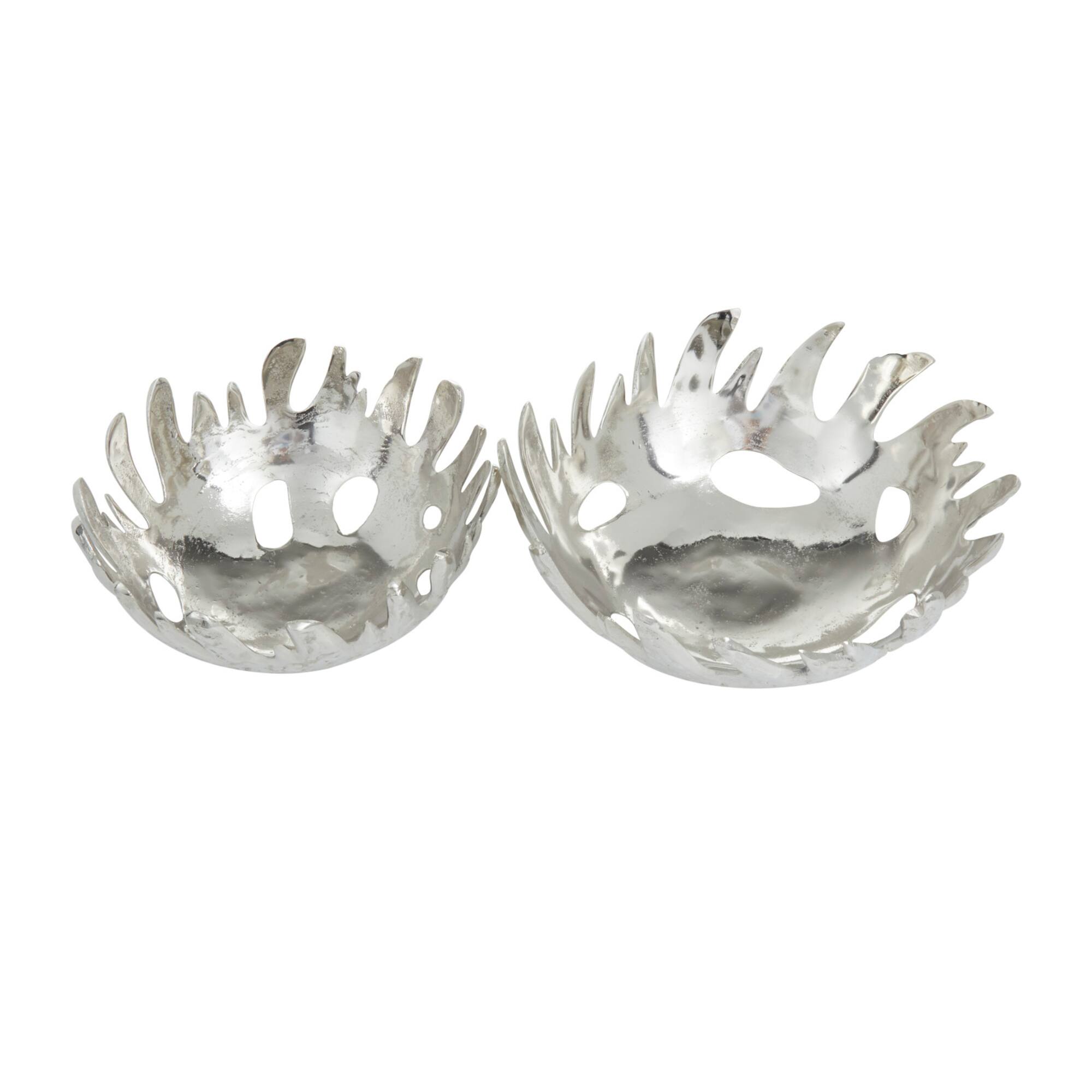 Silver Aluminum Contemporary Decorative Bowl 6",5"